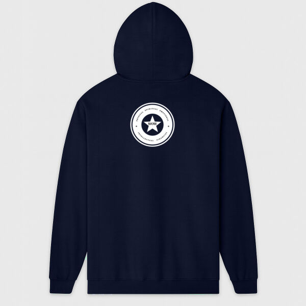 Mens Zip Hooded Sweatshirt Wow White Thumbnail